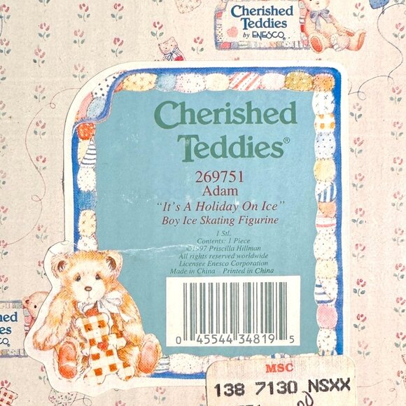 Cherished Teddies "Adam" Holiday Ice Skating Figurine 269751 By Enesco - Picture 3 of 6